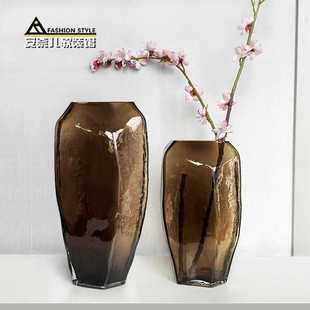 玻璃精美北欧客厅风格玄关摆件器装饰干花花简约手工花瓶现代落地