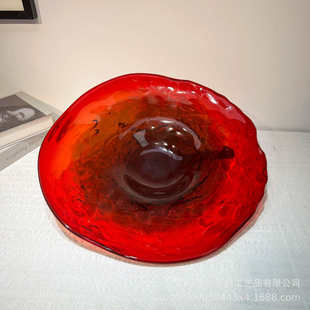 喬遷新居首選手工火紅琉璃水果盤客廳茶幾水果盤樣板間高級感擺件