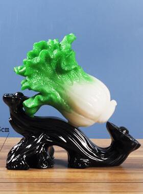 高档发财如意玉白菜件招财公客装厅办室桌面饰店铺乔摆迁开业工艺