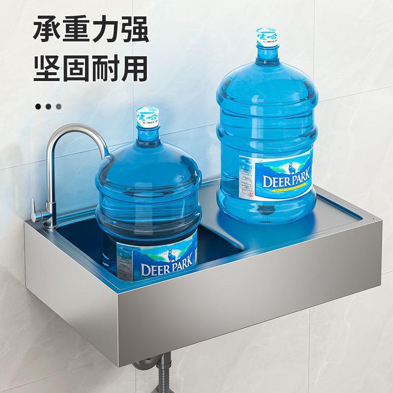 商用厨房洗菜盆不锈钢手盆挂墙上带支架洗碗池家用水槽大单槽