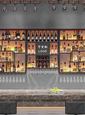 吧复古酒柜壁酒挂式台萄酒架清吧工业风LD-85668红葡酒柜展示架轻