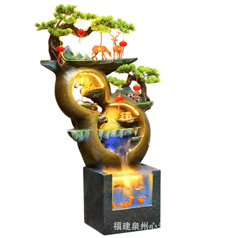 假山喷泉流水摆件客厅别墅办公茶室鱼缸过道电视柜边阳台水景