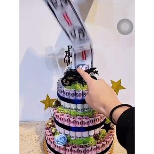 喷钱遥控吐钞机蛋糕花束连发机关蛋糕自动弹钱吐钱惊喜生日礼物