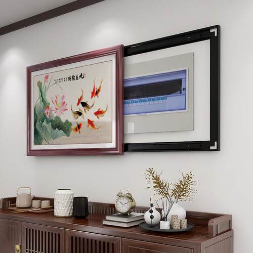 网红电箱装饰画新式配电箱客挂画鱼图箱免打中孔电表盒表遮挡厅壁