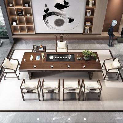 新中式椅实木茶桌合办室接待洽谈泡茶桌公高组端简约大板茶GFU台