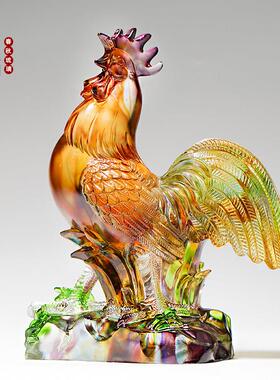 琉璃鸡摆件书房桌面装饰品家居礼品贺寿公鸡生肖生日礼物高档轻奢