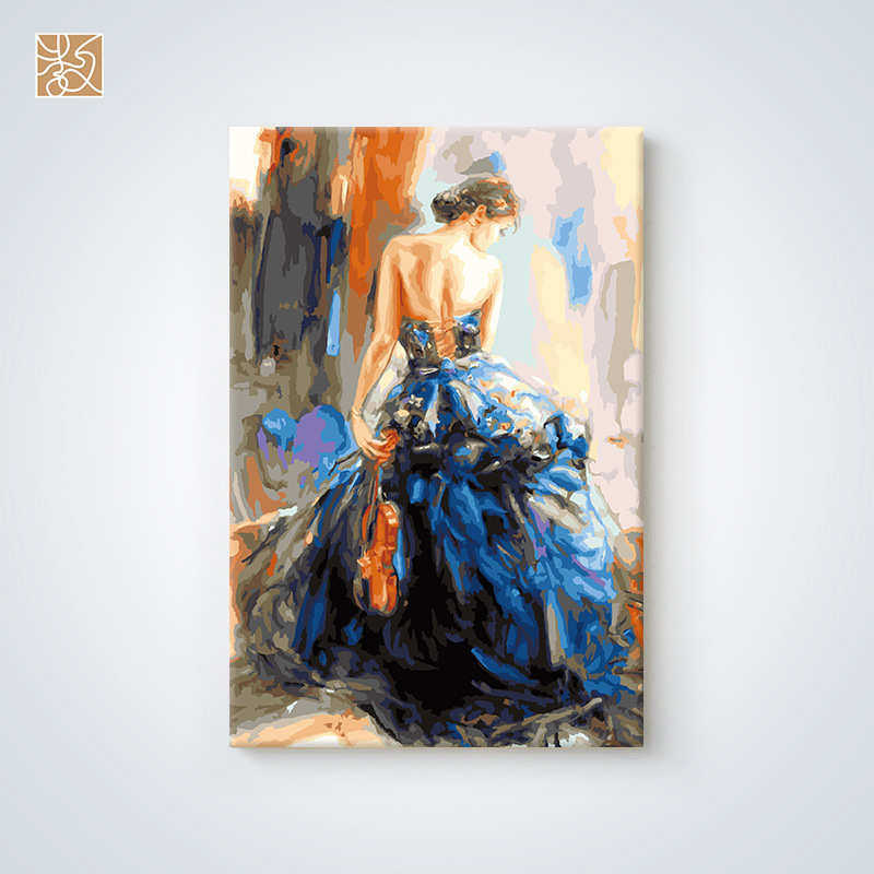 diy数字油画客厅油彩画书房玄关风景填色油画卧室美人鱼装饰画