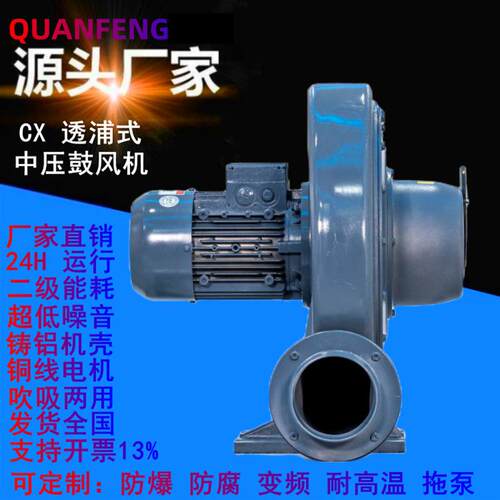 气体输送CX-125透浦式中压鼓风机2.2kw吸尘设备 燃烧锅炉用送风机
