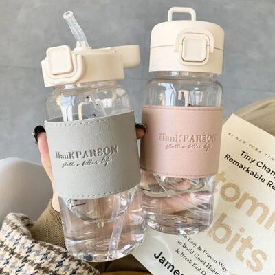 500ml Creative Water Bottle with Straw Portable Plastic Pop-