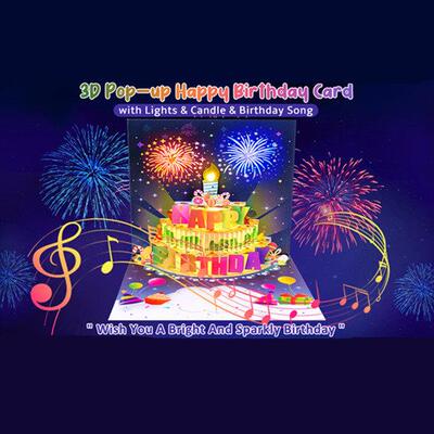 Happy Birthday Card Gifts Pop Up Fireworks Greeting Cards