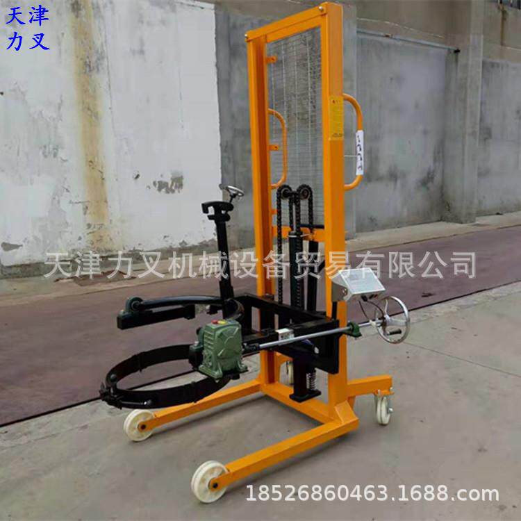 DA400公斤升高1.5/2米电子秤油桶倒料车 翻转式手动圆桶升高叉车