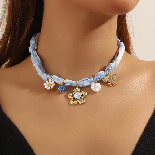 Fashion Long Fabric Necklace with Luxurious and High-End