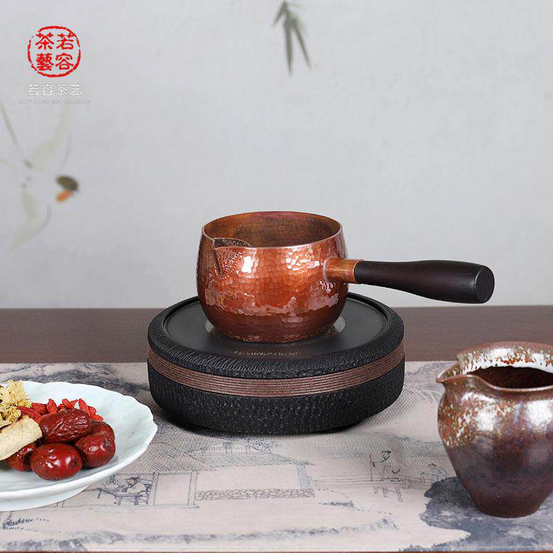 室内围炉煮茶罐罐煮茶器电陶炉全套复古紫铜侧把煮茶壶家用烤茶罐