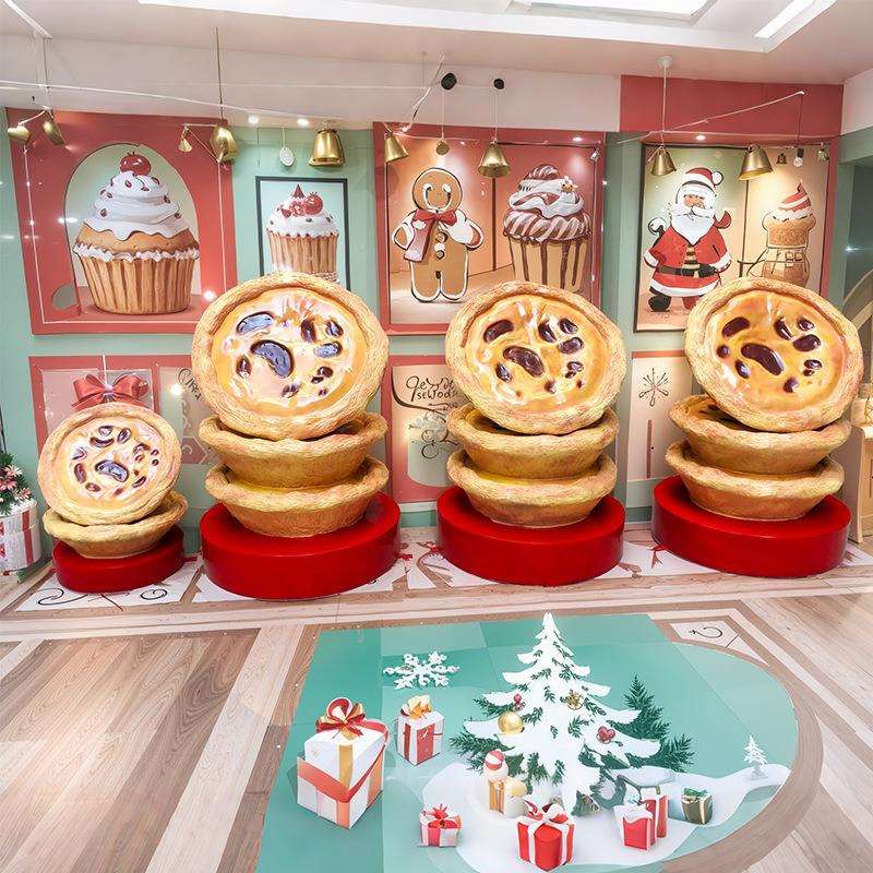 仿真蛋挞模型雕塑摆件玻璃钢户外商场店铺装饰品网红打卡拍照道具