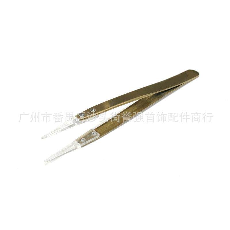 无色差宝石镊子钻石彩宝拍照夹持具高透明胶头带槽夹不易刮花镊