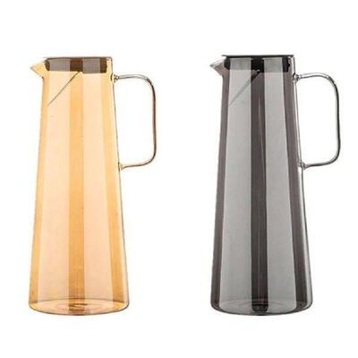 Glass Water Pitcher With Handle Lid Heat Resisttant Cold
