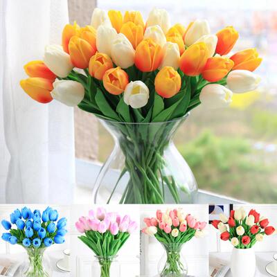10pcs Tulips Artificial Flowers Fake Tulip Wedding Home Deco