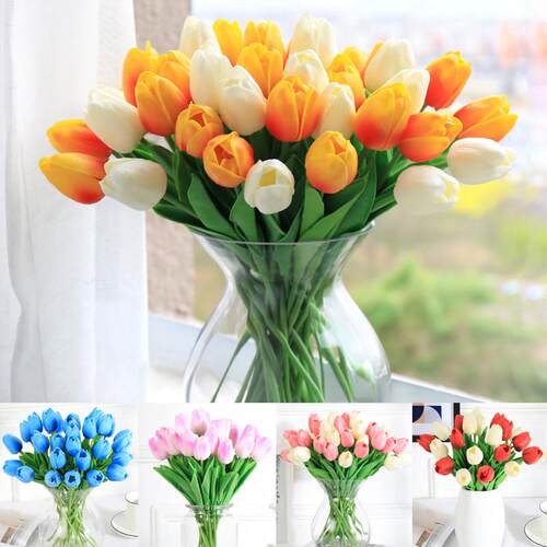 10pcs Tulips Artificial Flowers Fake Tulip Wedding Home Deco