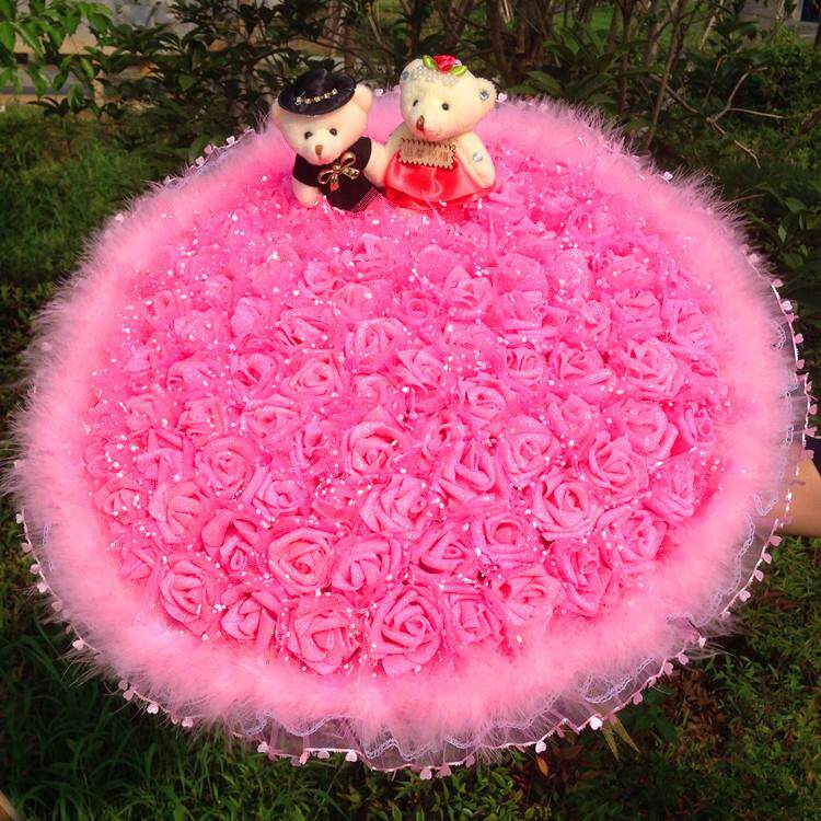 【厂家大量供应】99朵卡通花束 婚庆花束 节日礼品 七夕情人节