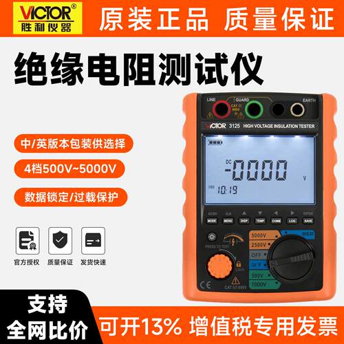 胜利绝缘电阻测试仪VC3125 3123VC3800A高压兆欧表防雷元件测试仪