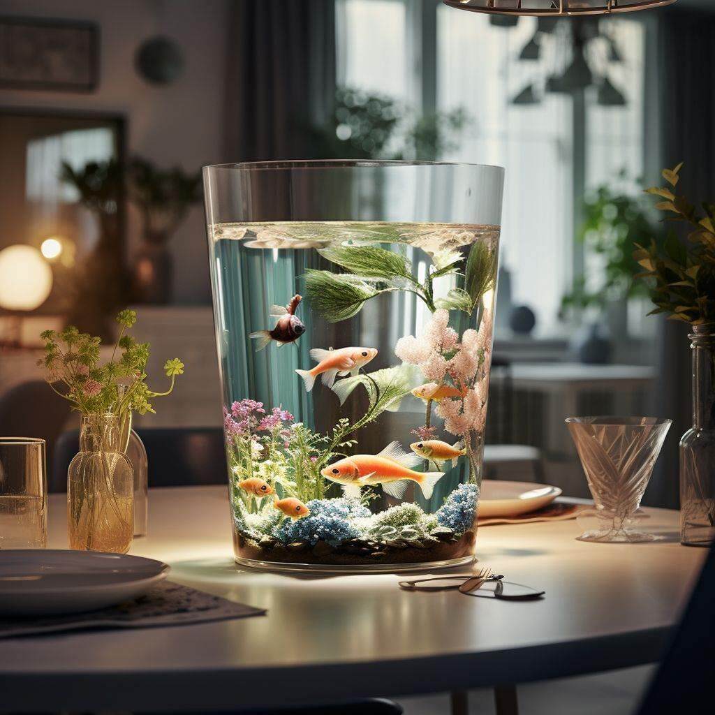 圆柱形鱼缸直筒圆柱形家用透明落地立式水族箱小型金鱼缸客厅圆形