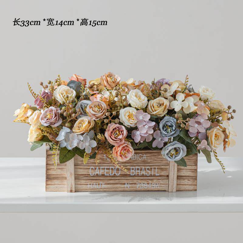 正品3客0c栅栏彷真m花插花假摆设玫瑰花装饰花摆花件花艺厅餐桌花