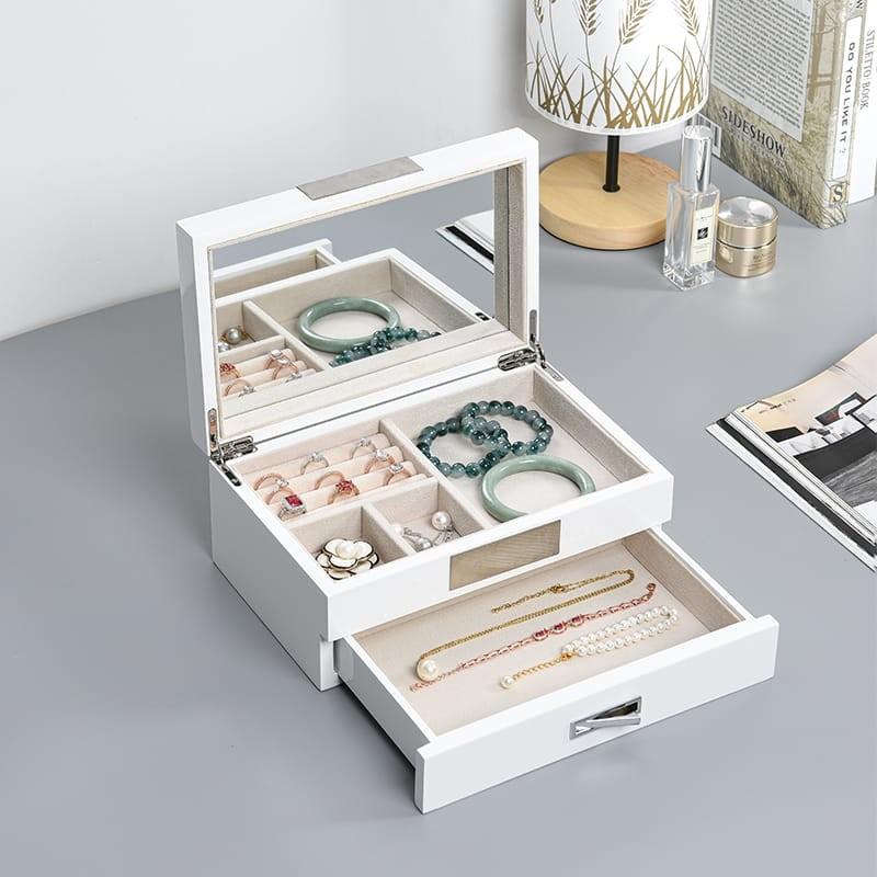 高档多拉奇首饰收纳大盒钢琴烤漆多层容防氧化布指耳饰项量链手表