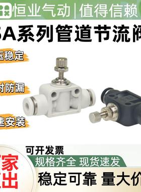 工厂直出可调管道节流阀PA/SA-04/06/08/10/12气管接头SA节流阀
