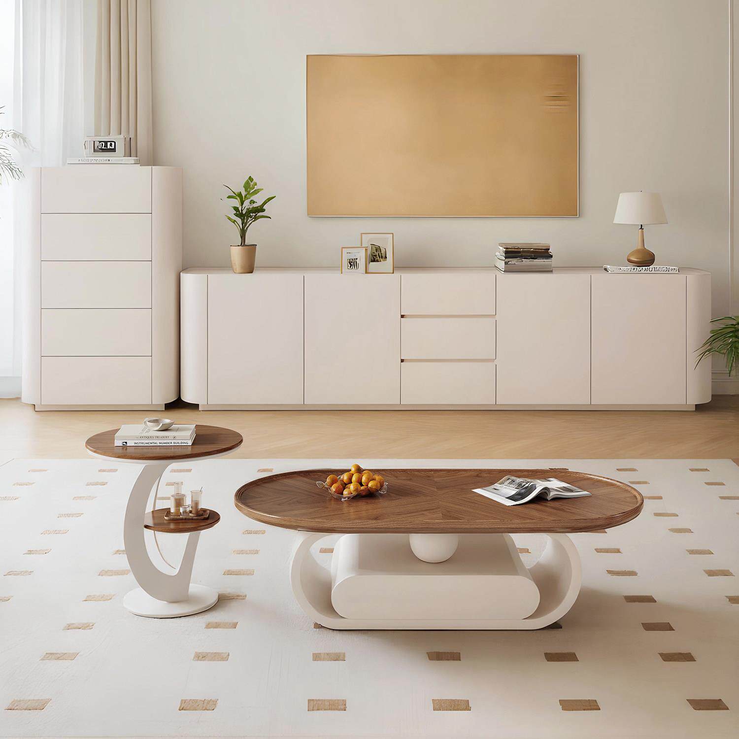 纯实木电视柜茶几组合现代简约小户型客厅岩板落地电视柜高款60cm