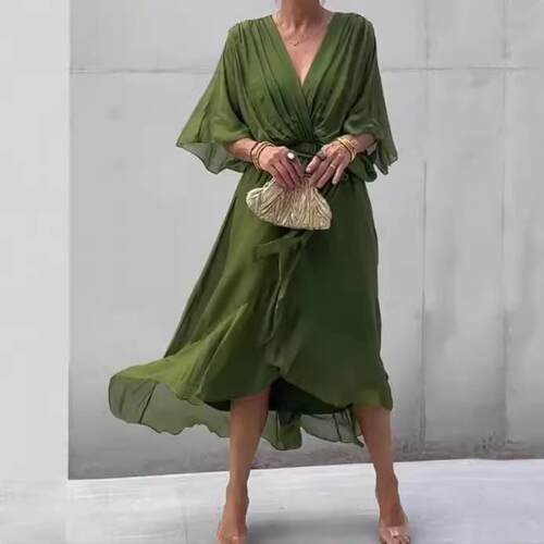 Women's lace up long skirt dress in plus size