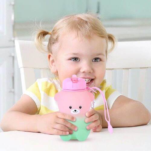 600ml Collapsible Water Bottle Silicone Gradient Bear Water