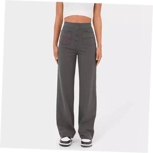 欧美直筒女休闲裤Women high-waisted high-stretch casual pants