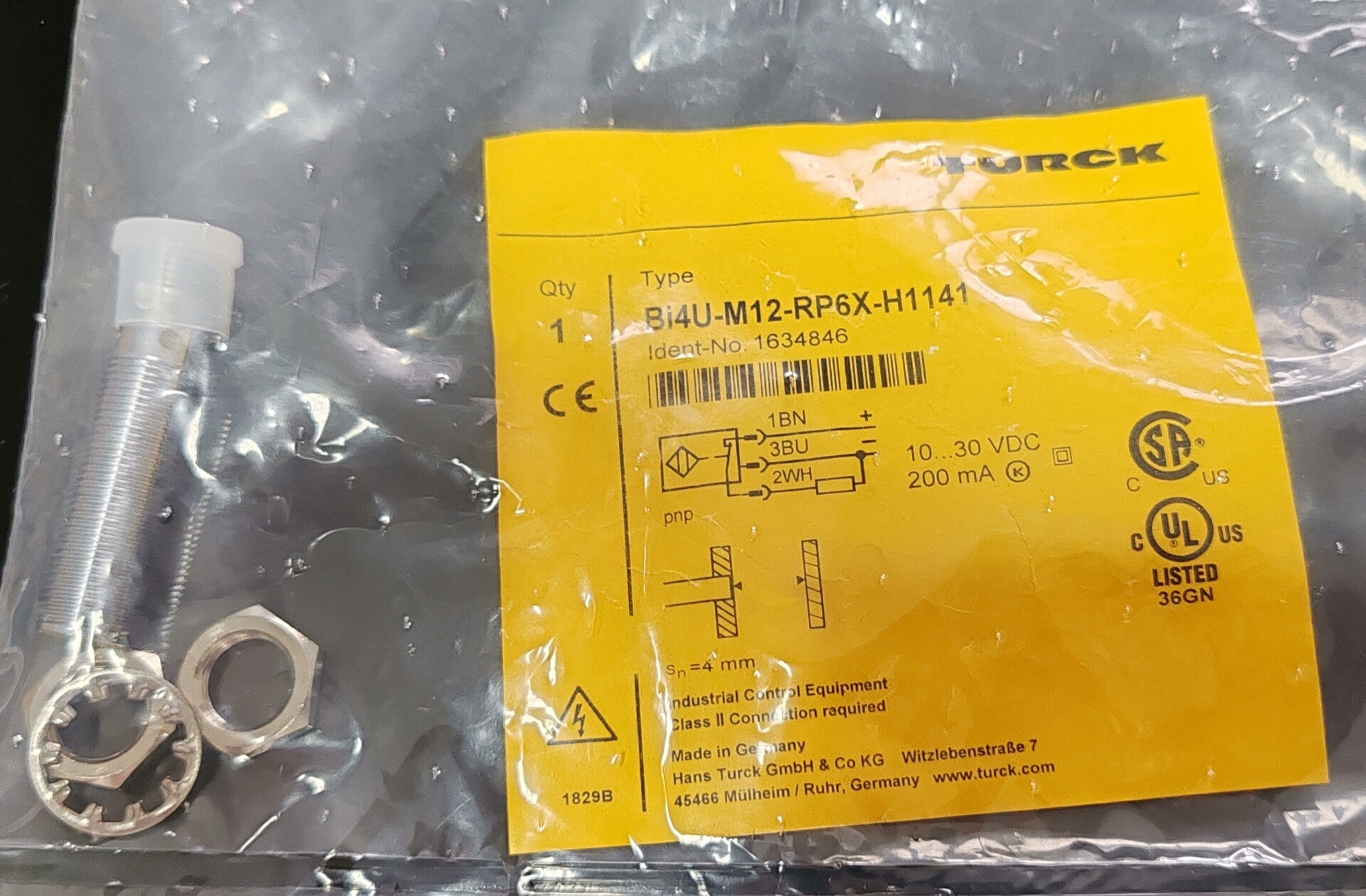 TURCK图尔克1634846接近开关 Bi4U-M12-R