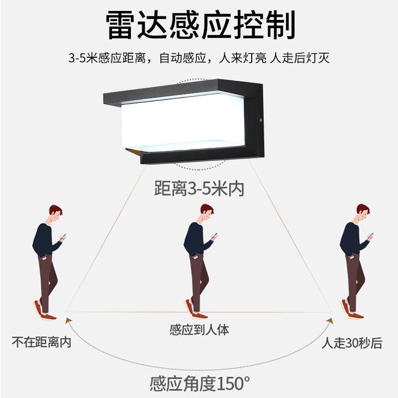 方形户外防水壁灯现简约别墅庭院灯酒店阳台防潮灯室外led壁灯