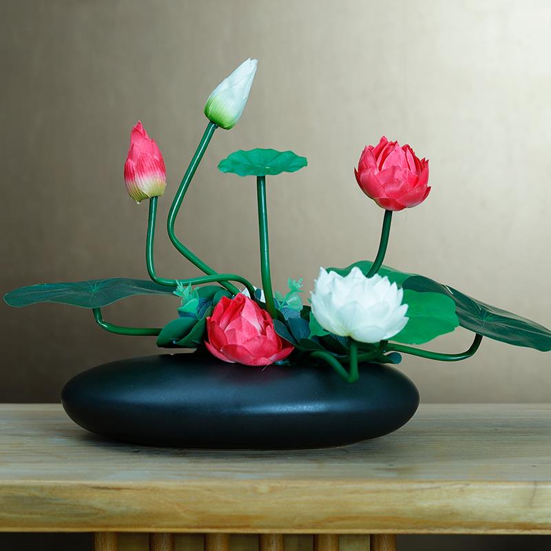 仿真荷花莲花花艺套装家居客厅电视柜茶几绢花假花装饰品摆设花