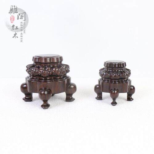 黑檀实木奇石底座太湖石灵璧石装饰微型迷你观赏底座可挖槽木托架