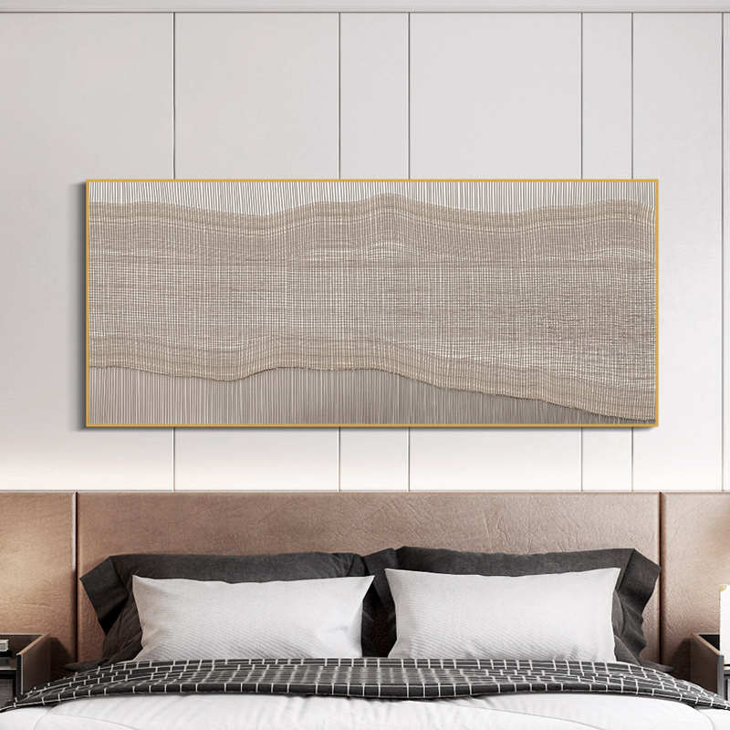 简约现代立体肌理横版装饰画沙发背景墙挂画餐厅床头样板间壁画图片