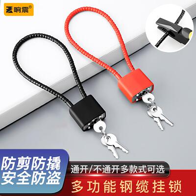钢丝挂锁小锁带钥匙迷你锁头锁门链锁长绳锁软锁防盗小型锁具大全