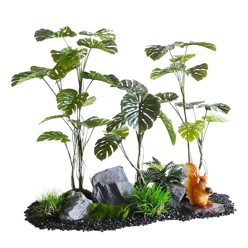 北欧仿真树龟背竹盆栽室内外橱窗落地绿植摆件装饰景观植物造景树