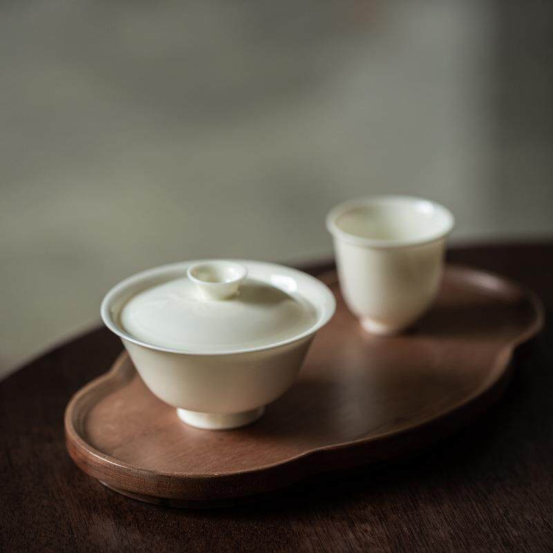 思陶斋薄胎盖碗功夫二才泡茶碗陶瓷家用简约泡茶器茶碗厂家
