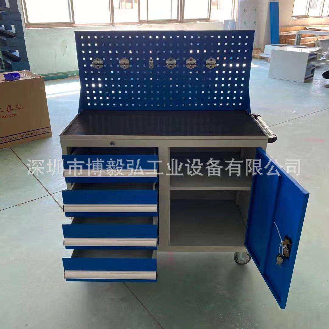供应东莞工具车锁多功能双开门抽屉式工具车汽修工具车移动工作桌