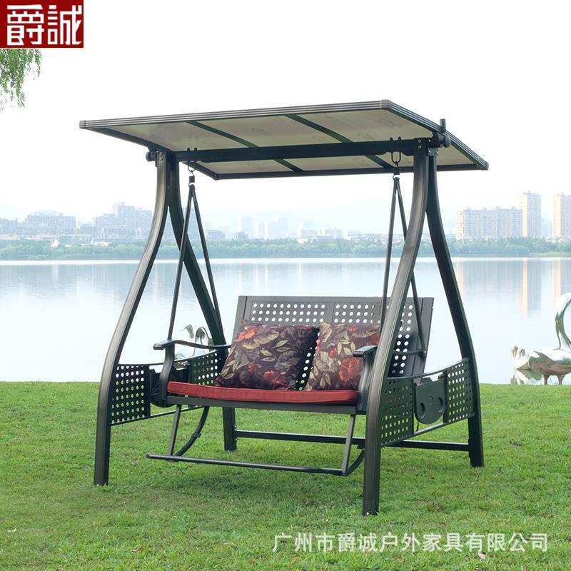 铸铝合金吊椅室外摇椅双人休闲吊篮庭院户外太阳能秋千带脚踏新款