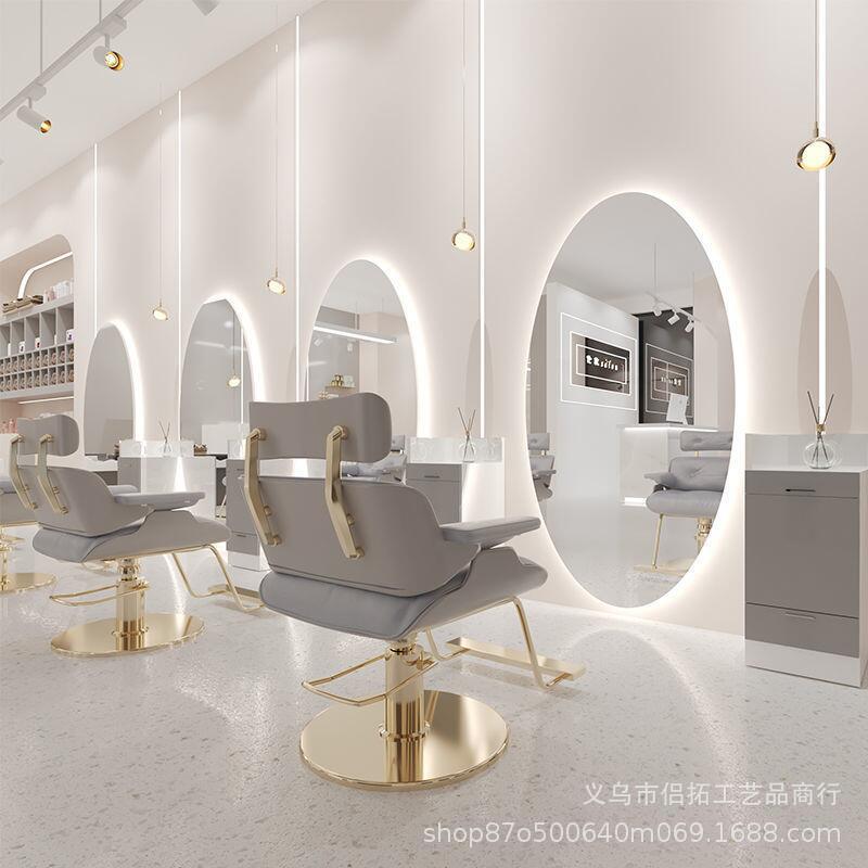 美发店镜台理发店镜子发廊专用网红led发光简约剪发镜理发店镜子
