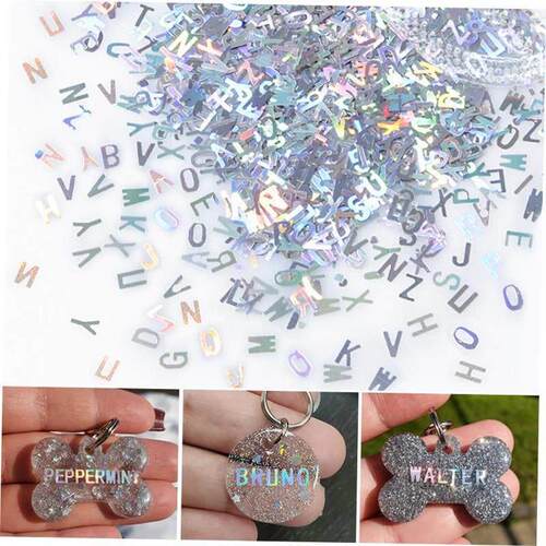 Holographic Glitter English Alphabet Flakes For Epoxy Resin