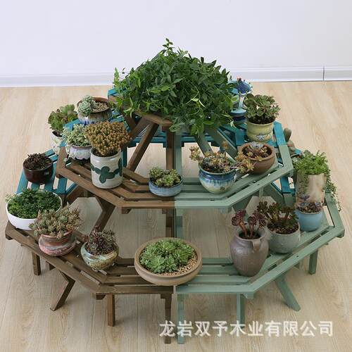 三层四层阶梯转角花架墙角架多肉植物架实木制客厅花盆组合室内