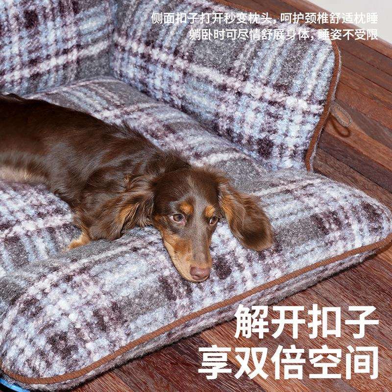 zeze格纹复古沙发宠物猫窝猫咪大小型犬四季通用床冬季保暖可拆洗