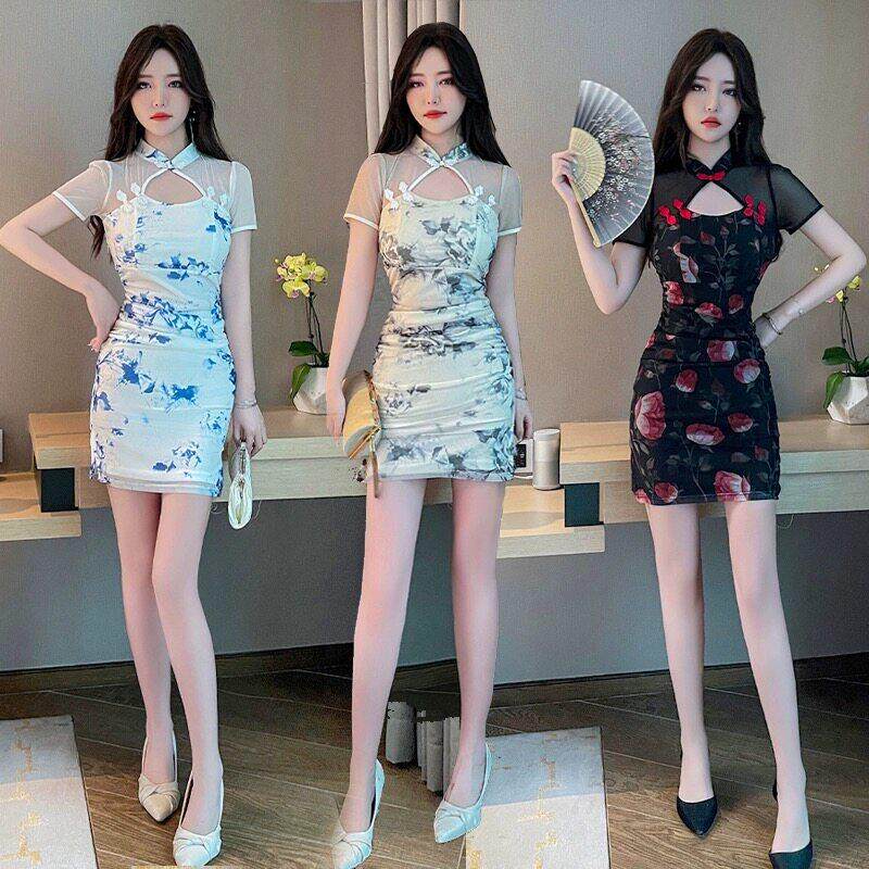 足浴技师工作服柔式显瘦夜总店性感连衣裙改良旗袍洗浴按摩工衣女