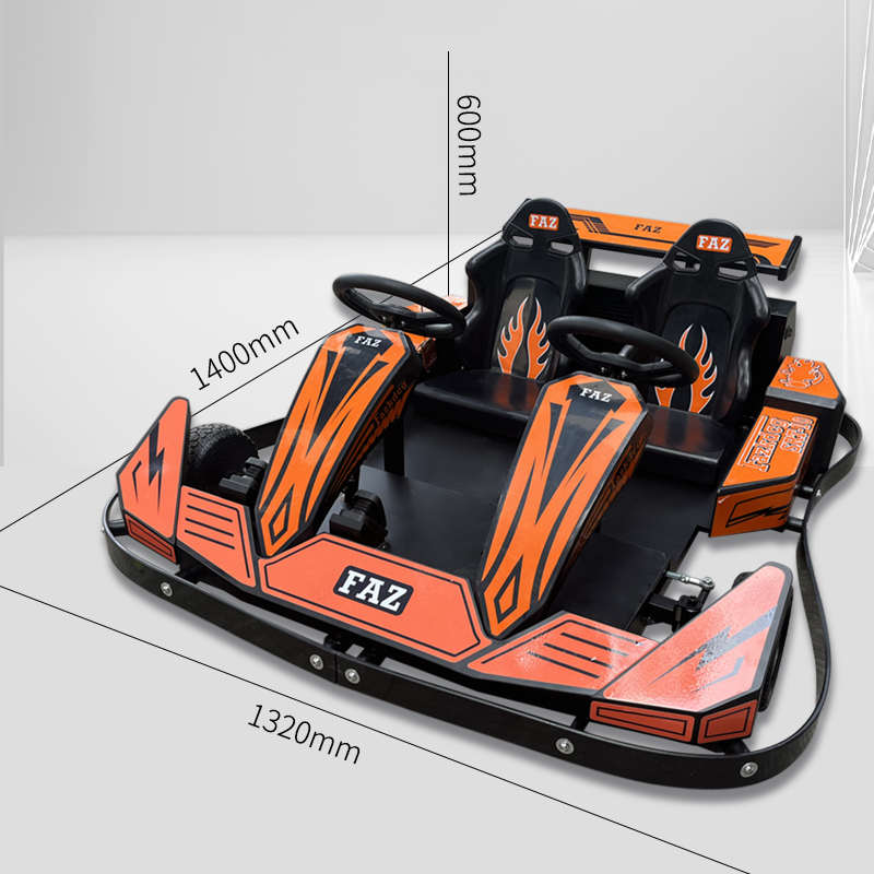 亲子卡丁车新款商用双人儿童网成人车游乐卡丁车广场红电动摆摊
