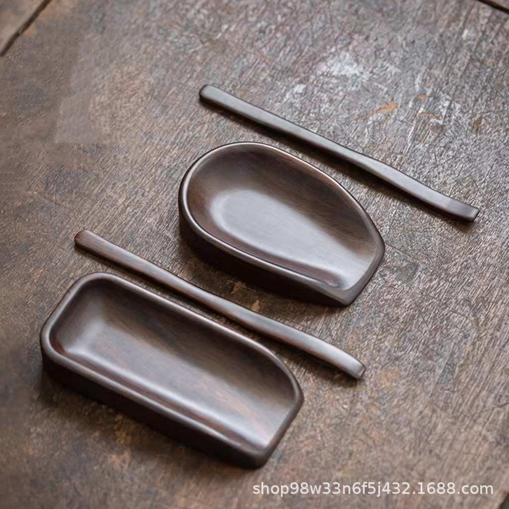 黑檀木茶则茶勺两件套实木茶拨赏茶功夫茶具配件茶匙茶道木质分茶