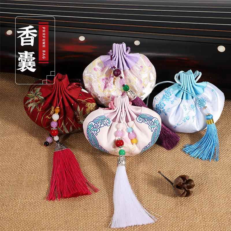 古风锦囊小流苏彩珠香囊国风宫廷手工刺绣香包随身配饰车挂件香袋